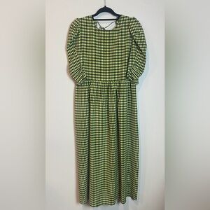 🧺 Adorable TOP SHOP Bright Green and Black Checked Picnic Dress 💐